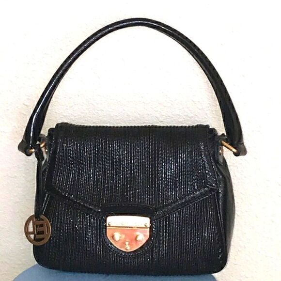 VINTAGE ELLIOTT LUCCA SHELL LEATHER 🐚 💯 SHOULDER BLACK WOMAN BAG - Picture 1 of 16